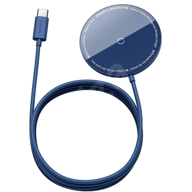 Baseus Mini Magnetic Wireless Charger USB-C Cable 1,5 m 15 Watt Blue - Kabelloses Ladegerät
