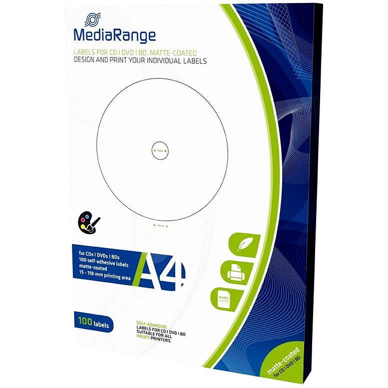 MediaRange CD/DVD/Blu-ray Etiketten 15 mm - 118 mm weiß - Sticker