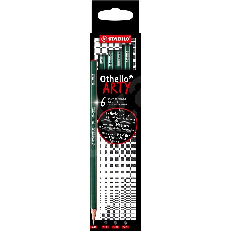 STABILO Othello 6-teilige Box-Mischung (2B, B, HB, F, H, 2H) „ARTY“ - Stift
