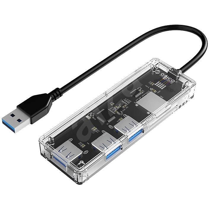Orico USB-A Hub 4 x USB 3.0 transparent thin - TF / SD Reader - USB Hub
