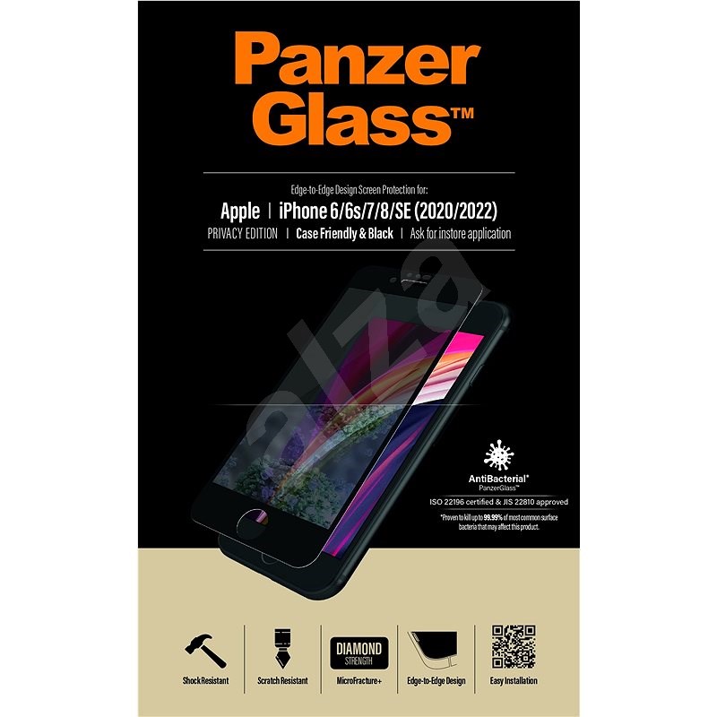 PanzerGlass Edge-to-Edge Privacy für Apple iPhone 6/6s/7/8/SE (2020)/SE (2022) schwarz - Schutzglas