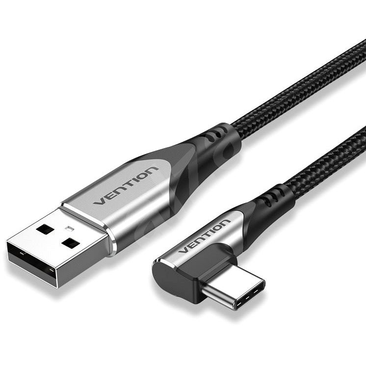 Vention Type-C (USB-C) 90° <-> USB 2.0 Cotton Cable Gray 3m Aluminum Alloy Type - Datenkabel