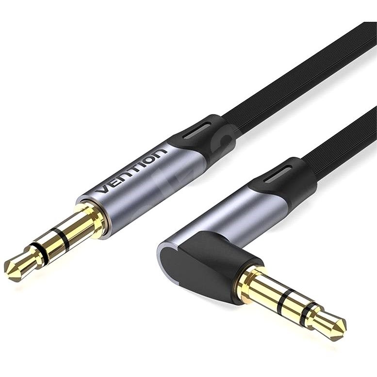 Vention 3.5mm Jack Right Angle Male to Male Flat Aux Cable 1.5m Gray Aluminum Alloy Type - Audio-Kabel