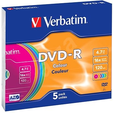 Verbatim DVD-R 16x, Colour Disc SLIM 5 Stück in Box - Medien