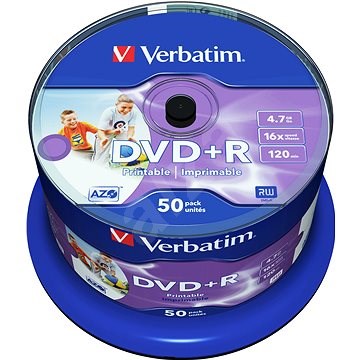 VERBATIM DVD+R AZO 4,7 GB, 16x, bedruckbar, Spindel mit 50 Stück - Medien