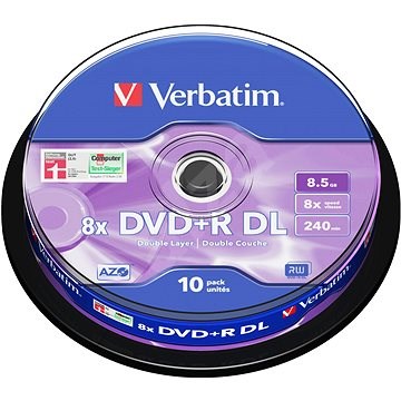 Verbatim DVD + R 8x Dual Layer 10 Stück cakebox - Medien