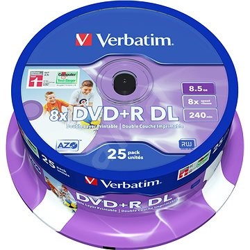 Verbatim DVD + R 8x Dual Layer Printable 25 Stk. Spindel - Medien