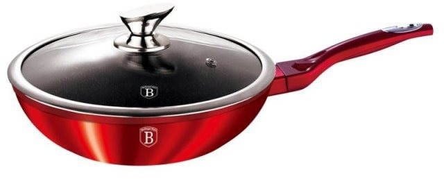 BerlingerHaus Burgundy Metallic Line WOK Pfanne mit Deckel - O 28 cm Image