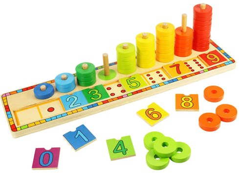 Bigjigs Motorikspielzeug aus Holz - Steckspiel mit Zahlen