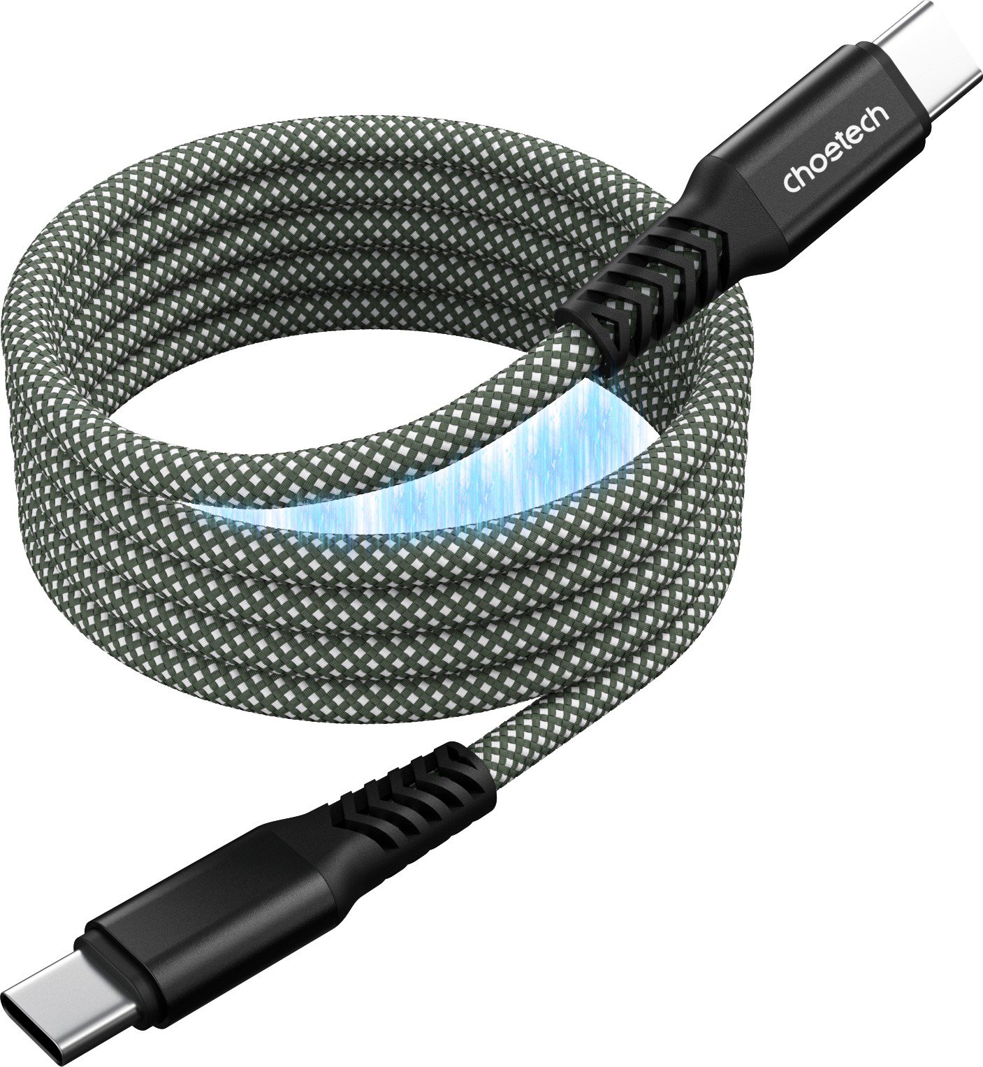 Choetech PD100 W USB-C to USB-C 1 M Magnet Nylon Cable--Green Image
