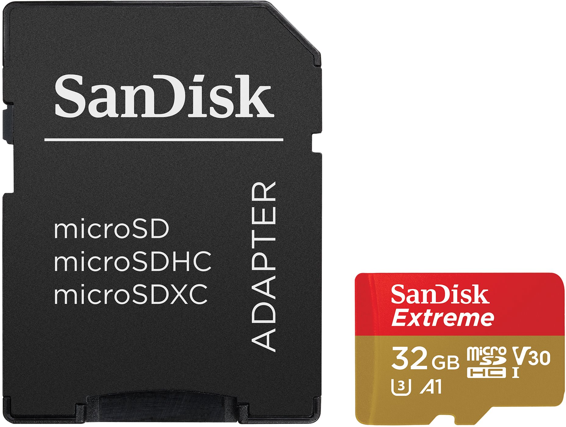 Speicherkarte SanDisk MicroSDHC 32 Gigabyte Extreme A1 UHS-I (V30) + SD adaptér, GoPro Edition