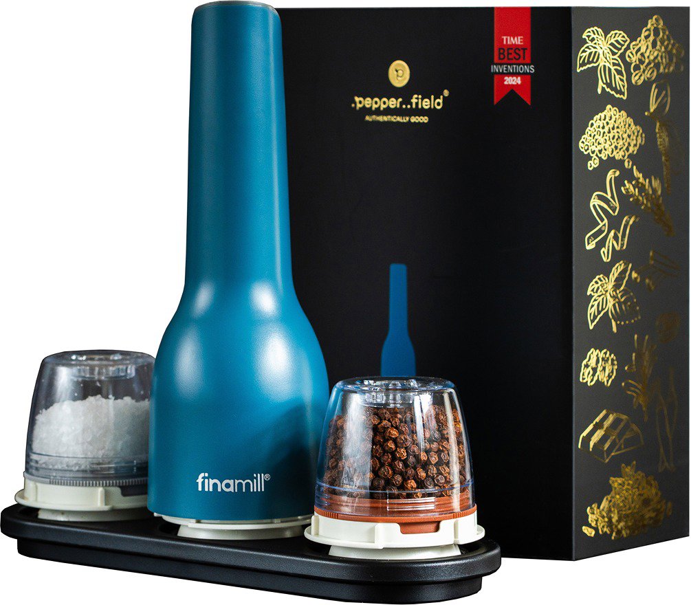 FinaMill von Pepperfield Elektrische Gewürzmühle USB Blau Geschenkset