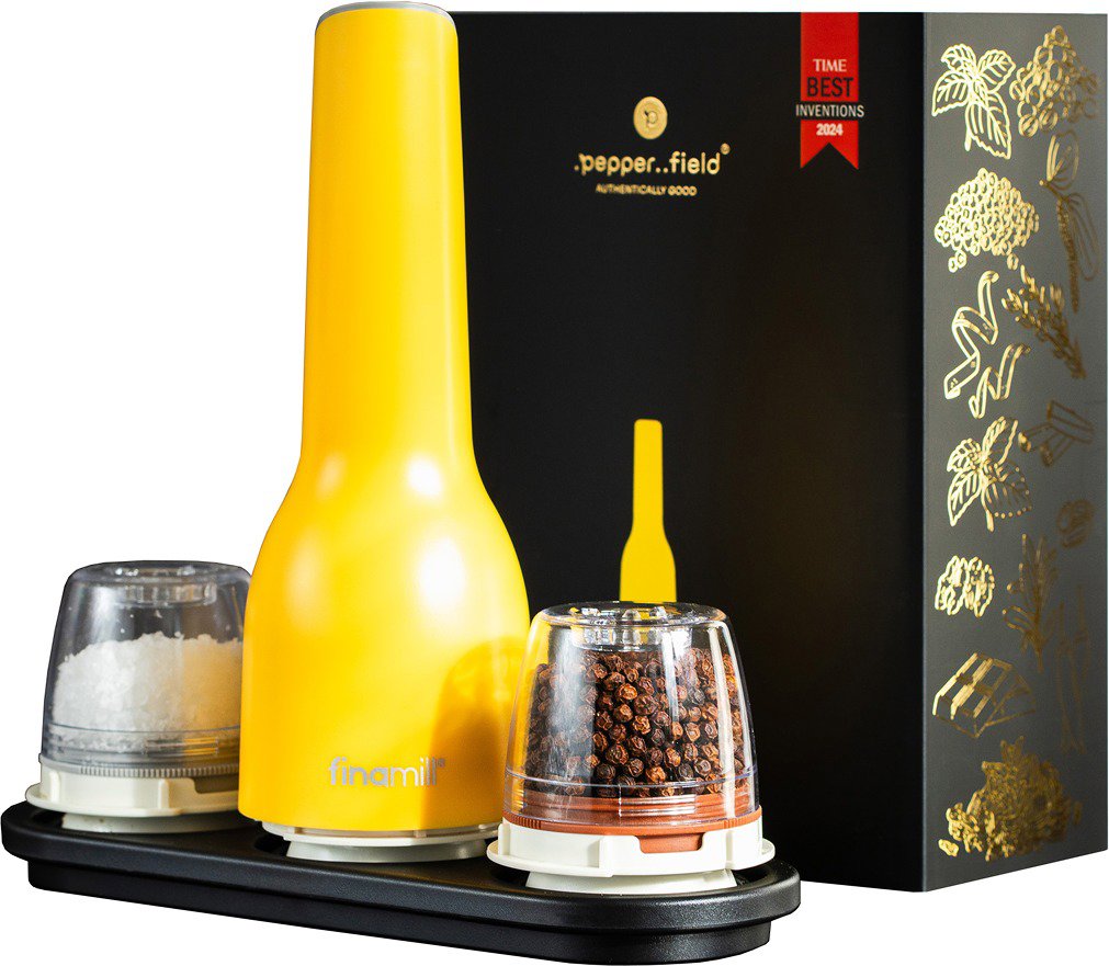FinaMill von Pepperfield Elektrische Gewürzmühle USB gelb, Geschenkset