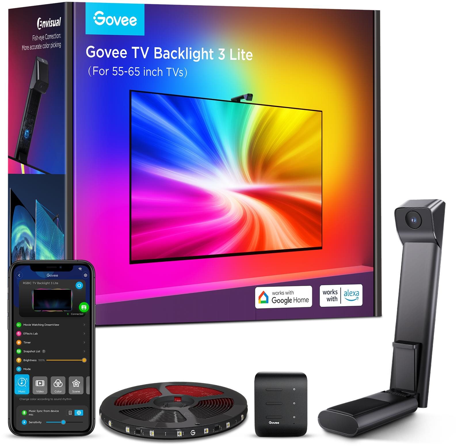 Govee TV Hintergrundbeleuchtung 3 Lite TV 55-65" SMART LED Hintergrundbeleuchtung RGBICW