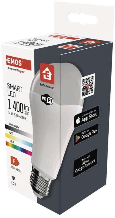 EMOS Smart LED-Lampe GoSmart A65 E27 14 Watt (94 Watt) 1400 lm RGB dimmbar WLAN