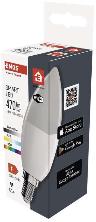 EMOS Smart LED-Lampe GoSmart Kerze E14 4,8 Watt (40 Watt) 470 lm RGB dimmbar WLAN