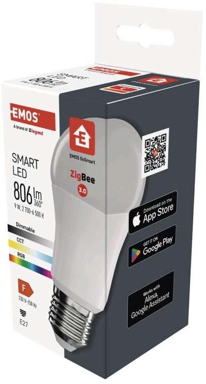 EMOS Smart LED-Lampe GoSmart A60 E27 9 Watt (60 Watt) 806 lm RGB dimmbar Zigbee