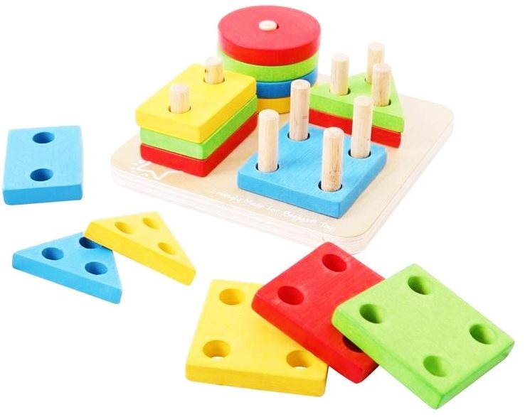 Motorikspielzeug aus Holz - Formen Steckspiel