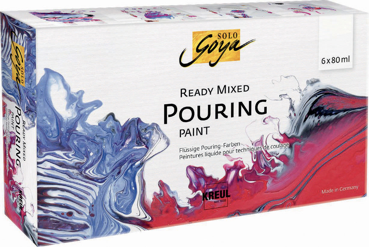 KREUL Solo goya Pouring fluid, Set mit 6 Farben x 80 ml