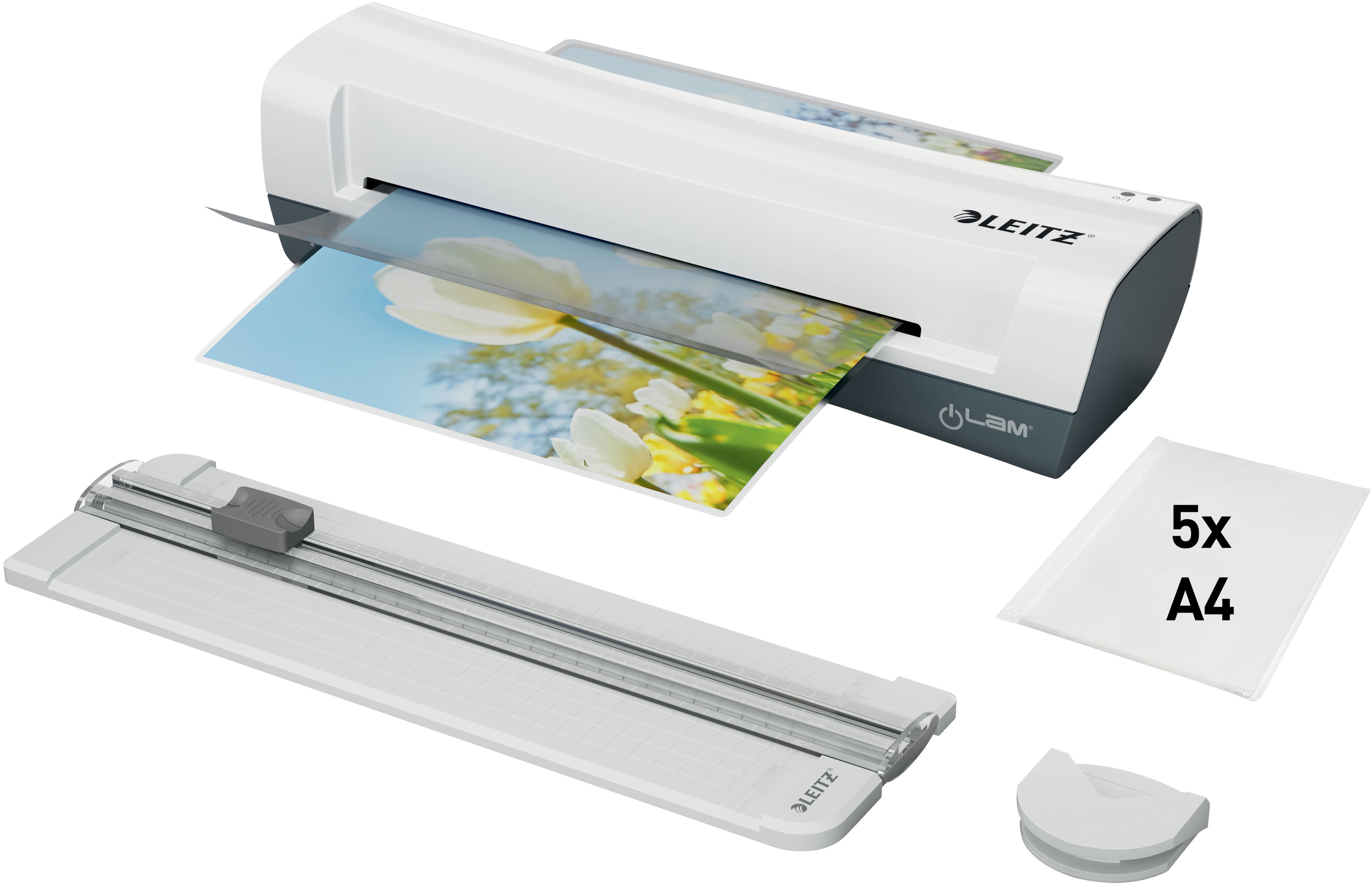 LEITZ iLam Home A4 SET 4in1 mit Cutter, Eckenabrunder und Laminierfolie