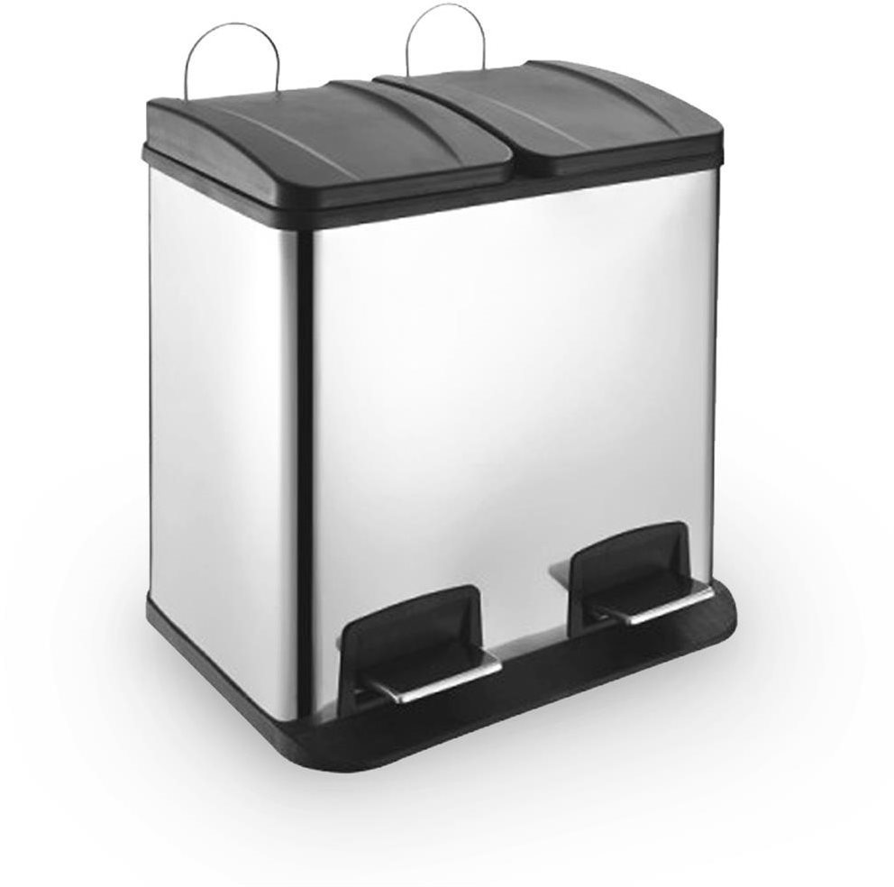 Mülleimer aus Edelstahl/UH DUO Recycling 2 x 30 Liter