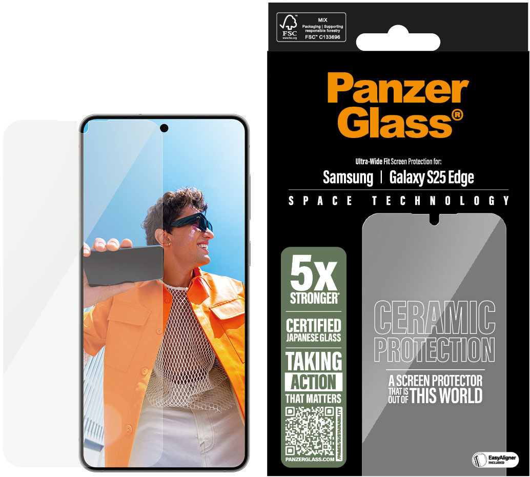 PanzerGlass Ceramic Samsung Galaxy S25 Edge mit Einbaurahmen Image