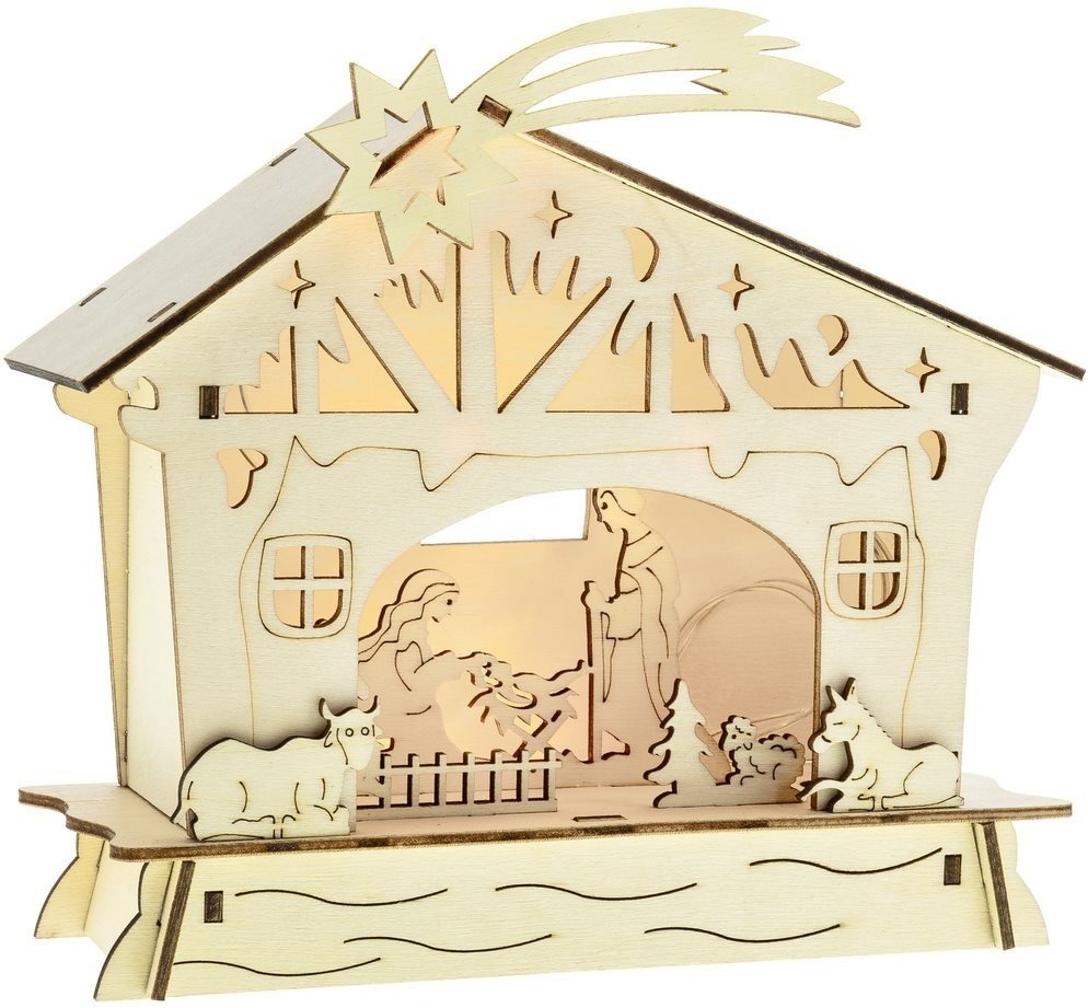 RETLUX RXL 345 Weihnachtskrippe aus Holz 4 LED - warmweiß