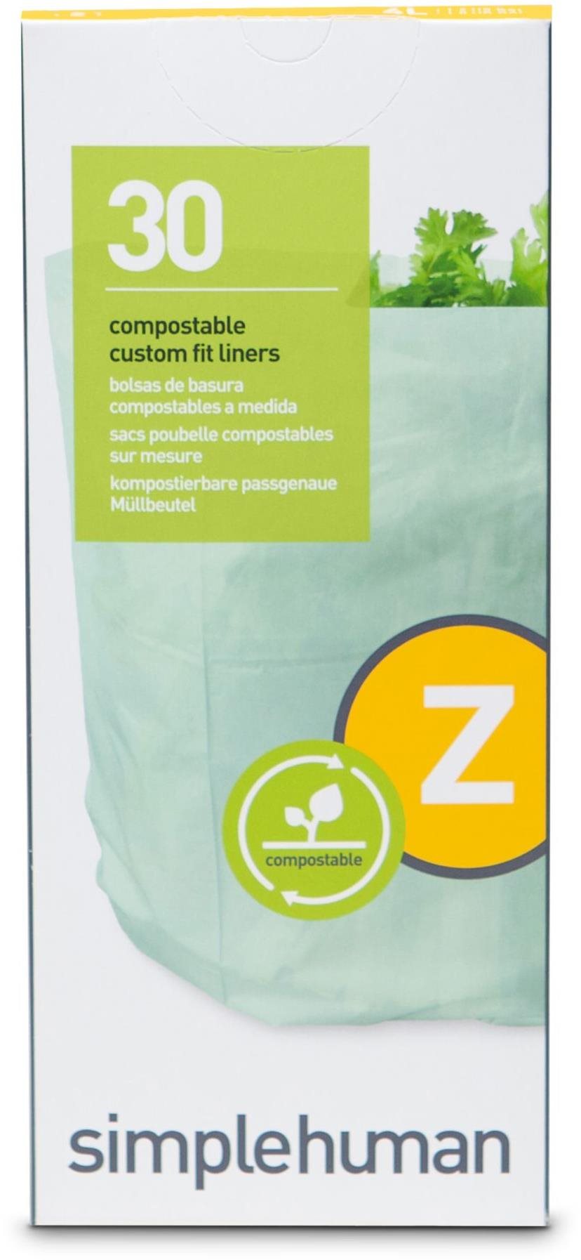 Simplehuman Kompostierbare Beutel, 4 l, Typ Z, 30 Stück, 30 Stk