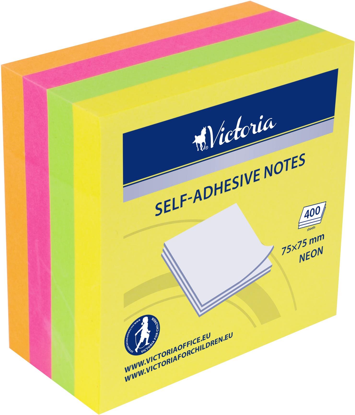 VICTORIA 75 × 75 mm, 400 Blatt, neonfarben