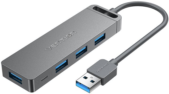Vention 4-Port USB 3.0 Hub With Power Supply 1M Gray (Metal appearance)