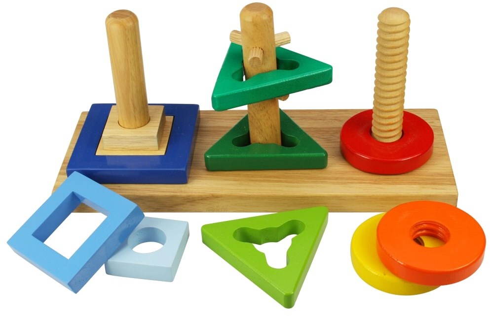 Motorikspielzeug aus Holz - Steck- und Schraubspielzeug