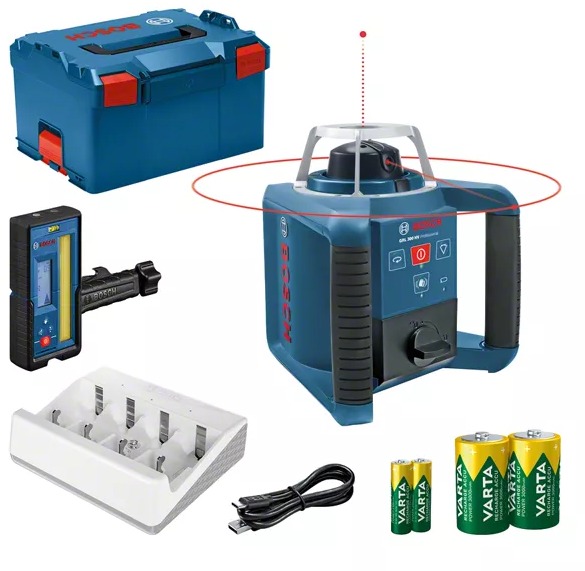 BOSCH Professional Rotationslaser für die Bauindustrie GRL 300 HV + LR 45 Lboxx, 0.601.061.506