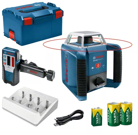 BOSCH Professional Rotationslaser für die Bauindustrie GRL 400 H + LR 1 Lboxx, 0.601.061.806