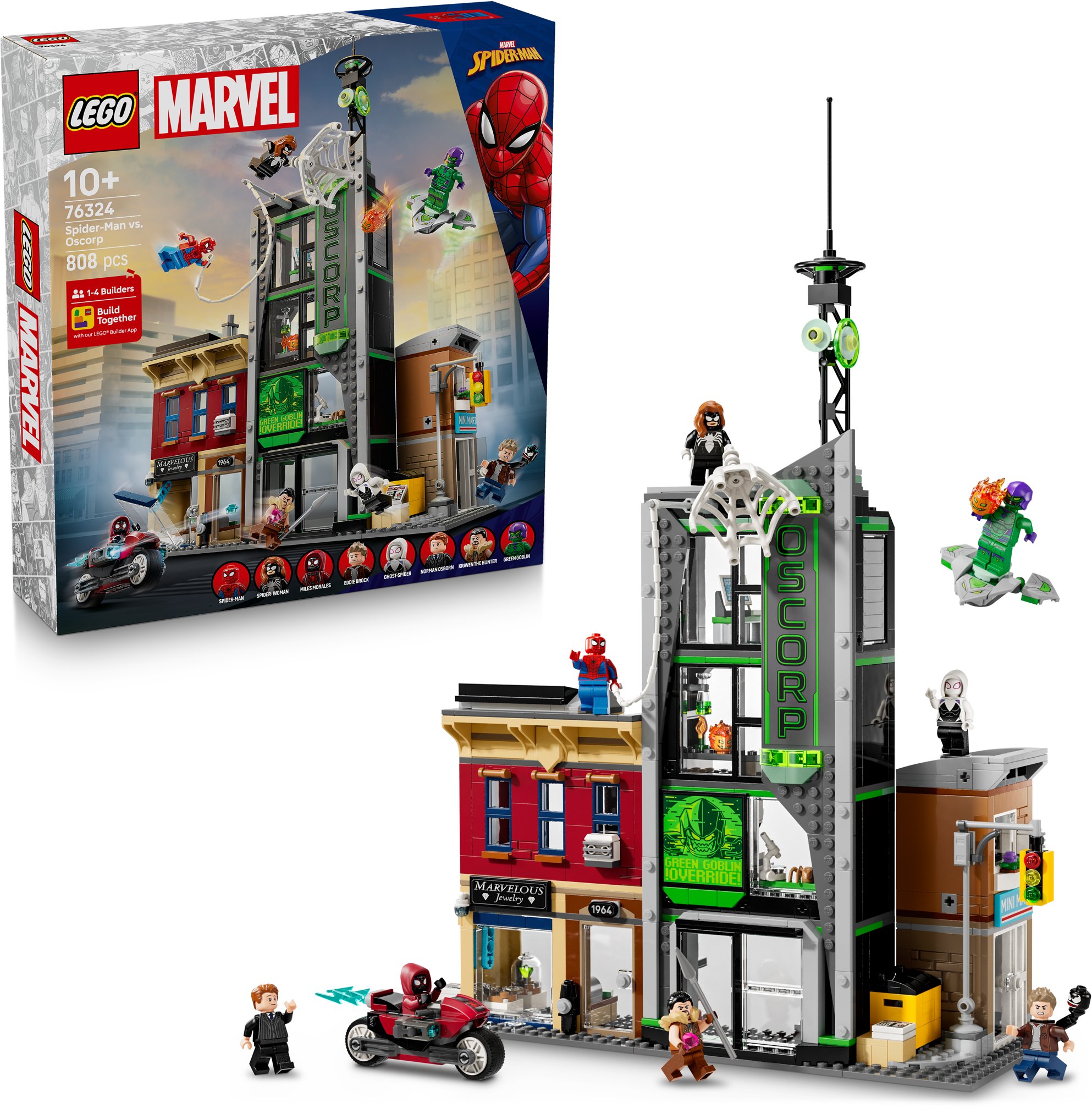 Lego 76324 Marvel Super Heroes Spider-Man vs. Oscorp, Konstruktionsspielzeug