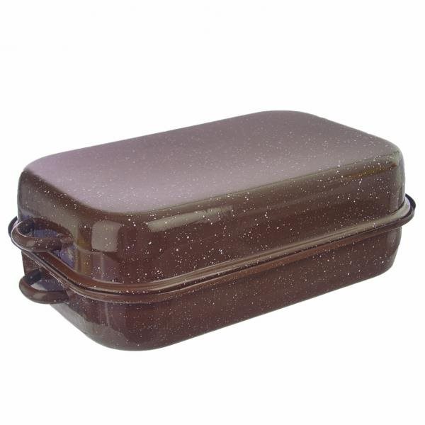 Orion BROWN Emaille-Backform mit Deckel - 46 cm x 27,5 cm x 14 cm